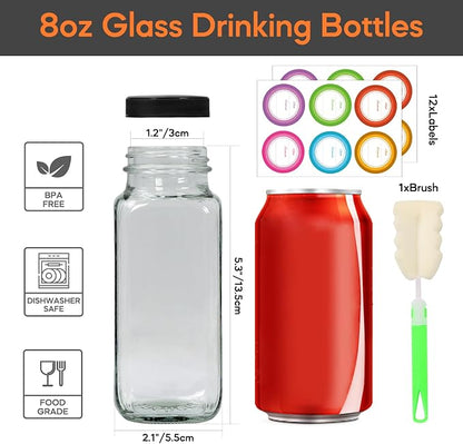 STARSIDE 8oz Glass Juice Bottles 12-Pack - Image 2