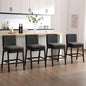 Carbon Black Bar Stools Set of 4, 27.3 Inch Counter Height Stools Upholstered Linen Armless Bar Chairs with Woven Rope Backrest Wooden Legs for Kitchen Island Dining Room