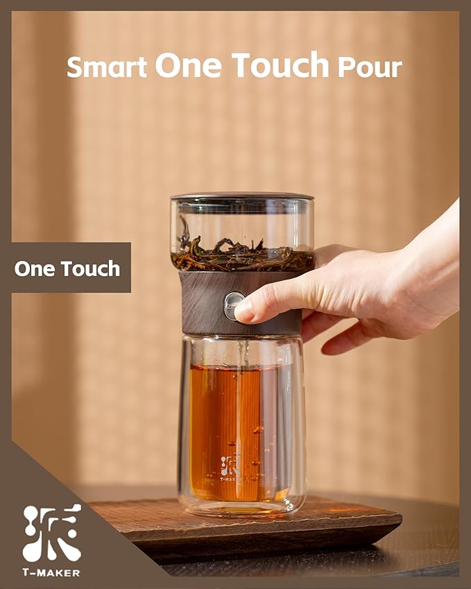 ZENS Glass Infuser Teapot, One Touch Tea Maker - Image 2