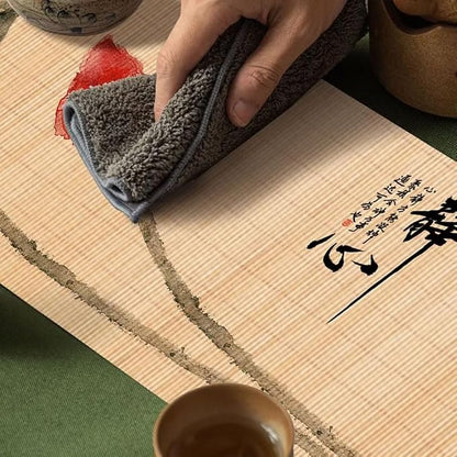 Asian Style Bamboo Table Runner, Ancient Chinese Paintings Zen Table Mat - Image 3