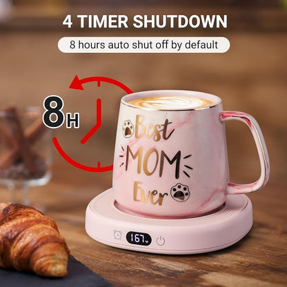 Coffee Mug Warmer & Best MOM Ever Mug Set, Electric Cup Warmer - Image 6