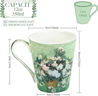 Coffee Mug Sets of 4, 12oz Bone China Porcelain Cups - Image 3