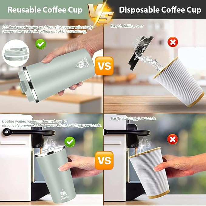 Insulated Travel Coffee Mug Reusable Coffee Tumbler Cup - Image 4