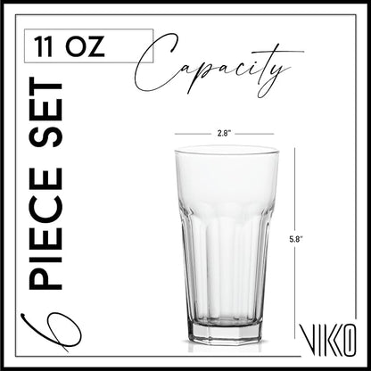 Vikko Drinking Glasses, 11 Ounce Glass Cups, Durable Glasses Drinking Set of 6 - Image 3