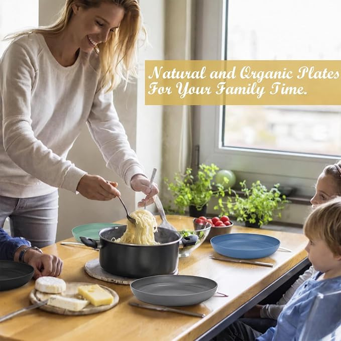 Unbreakable Dinner Plate Sets for 8-10 Inch Reusable Wheat Straw Plates - Image 8