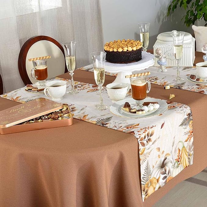 White Golden-Yellow Pumpkin Fall Table Runner 36 Inches Long, Thanksgiving - Image 5