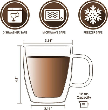 Glass Coffee Mug, Double Wall Insulated Glass Cup 12 Oz Heat-resistant Clear - Image 4