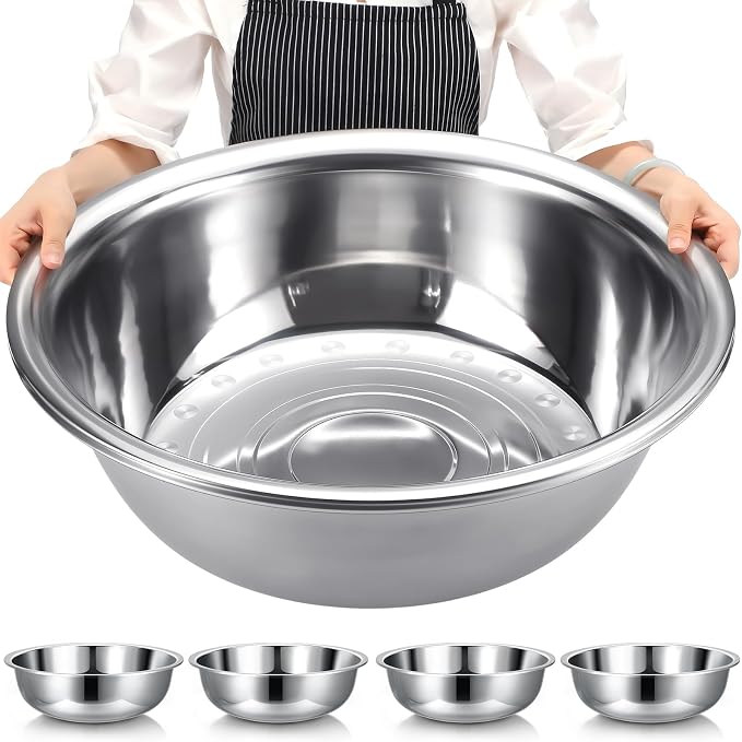 Nuogo 4 Pcs Stainless Steel Mixing Bowls Metal Mixing Bowls Extra Large Basin by Nuogo