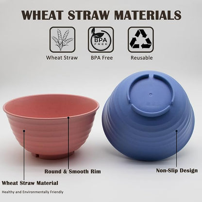 Cereal Bowls Set, 37oz Unbreakable Wheat Straw Bowls Set, Deep Lightweight Bowl - Image 3