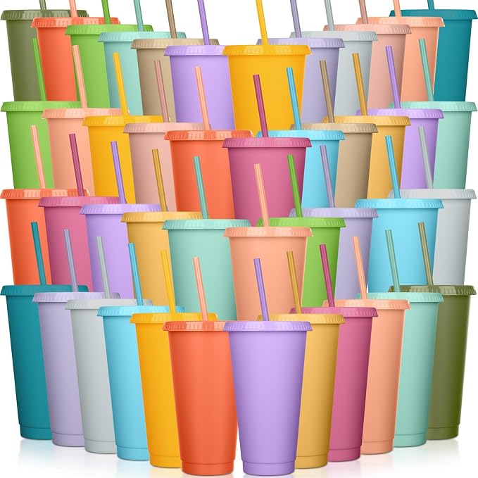 Honeydak 60 Pack Tumbler with Straw and Lid Bulk Cups by Honeydak