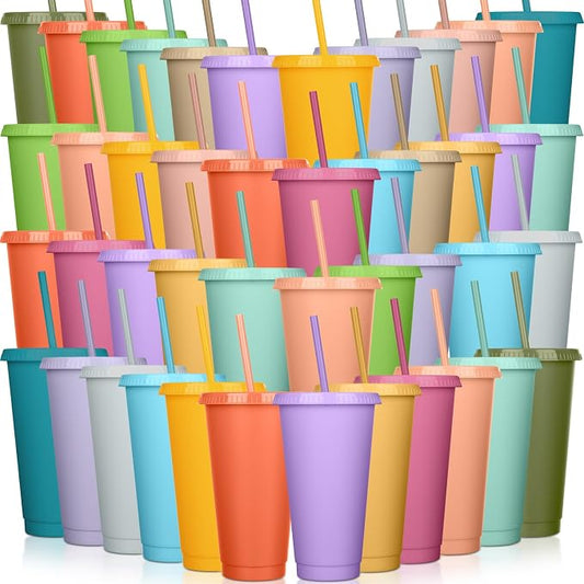 Honeydak 60 Pack Tumbler with Straw and Lid Bulk Cups by Honeydak