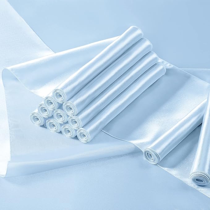 Manyshofu Baby Blue Satin Table Runner 12x72 - Image 7