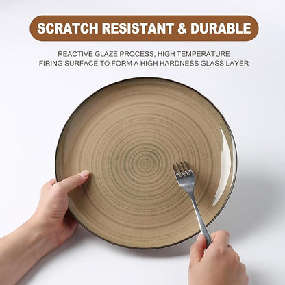 Ceramic Dinnerware 12 Pieces Dinnerware Sets Cereal Bowls Reactive Change Glaze Dish Sets, Modern Stoneware Dishe