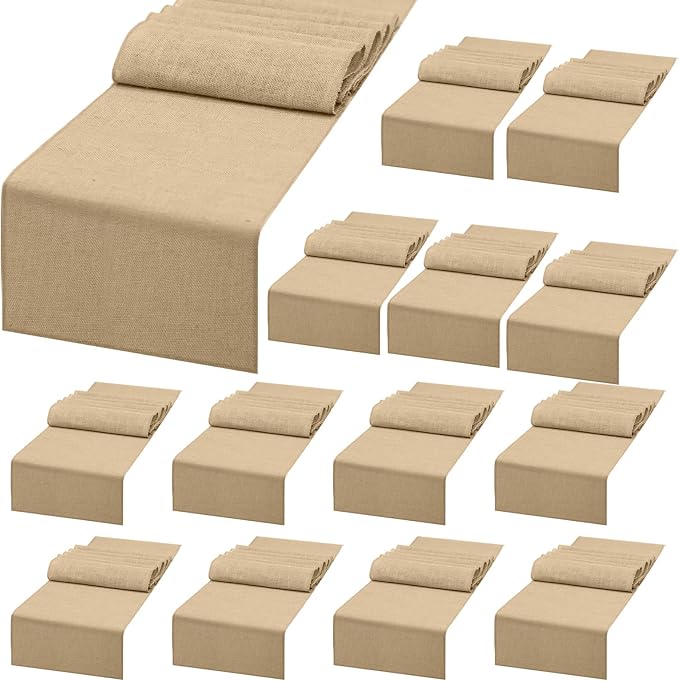 13 Pack Burlap Table Runners 12 x 108 Inches Farmhouse Jute Runner Rustic by Unknown
