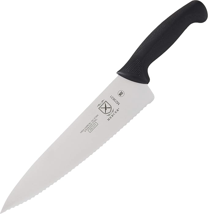 Mercer Culinary M23831 Millennia Black Handle, 10-Inch Wavy Edge, Chef's Knife by MercerCulinary