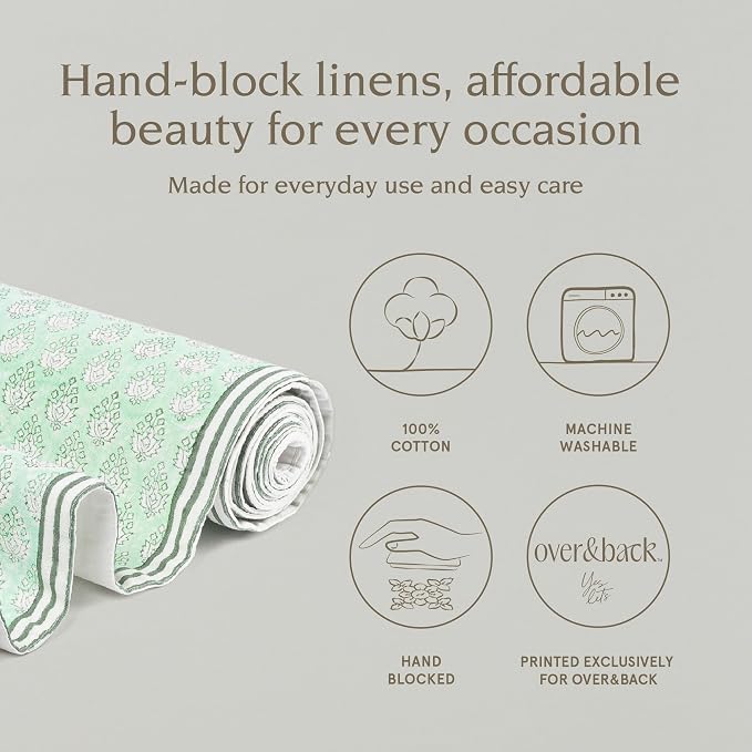 Over&Back 18x108 Hand-Blocked Printed Cotton Table Runner - Image 2