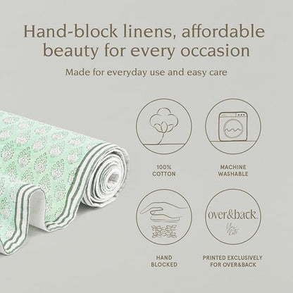 Over&Back 18x90 Hand-Blocked Printed Cotton Table Runner - Image 2