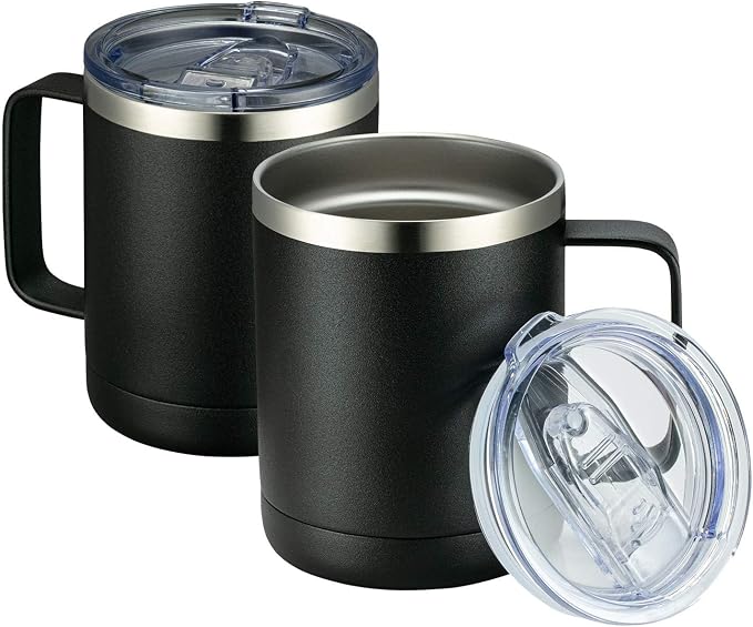 MEWAY 12oz Coffee Mug With Handle 2 Pack Bulk, Stainless Steel Insulated Travel by MEWAY