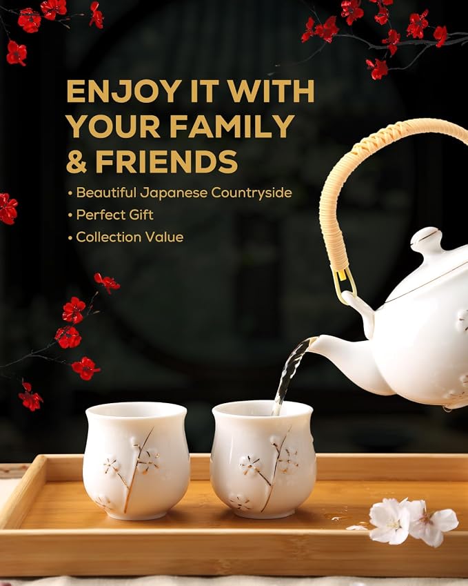 Dujust Japanese White Porcelain Tea Set - Image 2