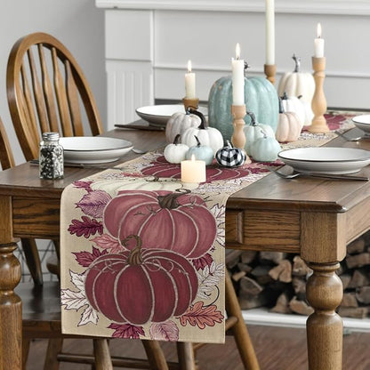 Artoid Mode 210 GSM Fall Table Runner 13x90 Inch Home Party Decor | Pink - Image 3
