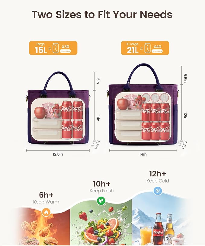 LOVEVOOK Insulated Lunch Bag Women, Leakproof Cooler Bag Work Lunch Tote | - Image 6
