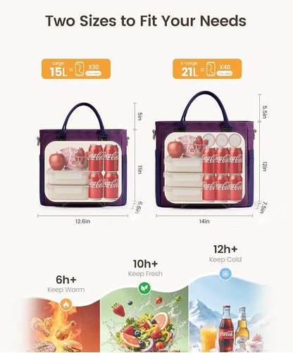 LOVEVOOK Insulated Lunch Bag Women, Leakproof Cooler Bag Work Lunch Tote | - Image 6