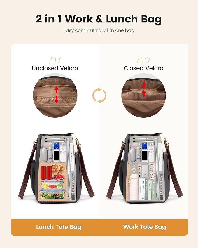 LOVEVOOK Lunch Bag for Women, Work Laptop Tote Bag - Image 6