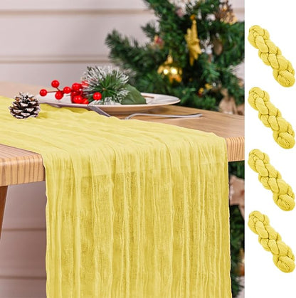 4 Pack Yellow Table Runner 17 x 108inch Cheesecloth Table Runner Boho Gauze by Lumaycens