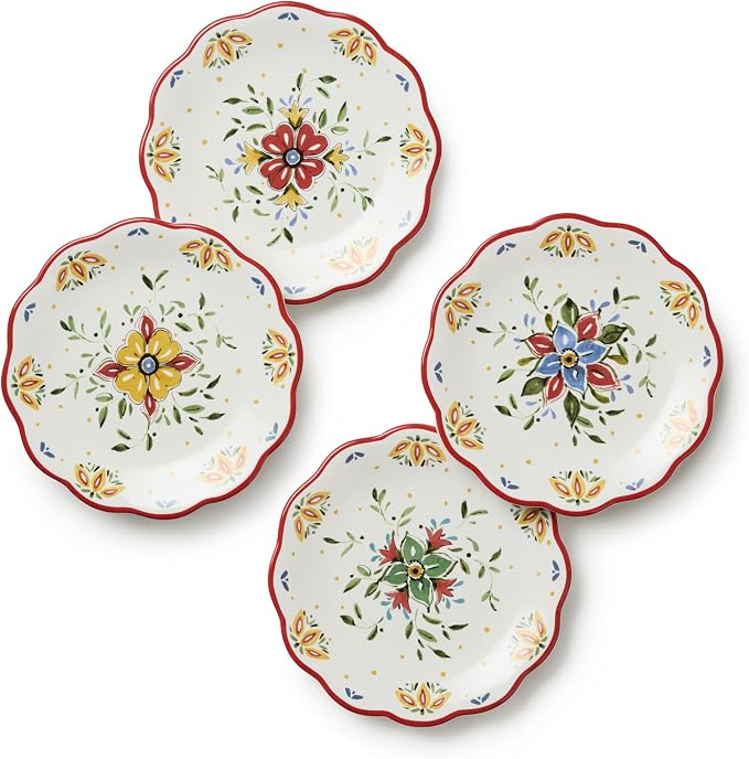Provence 6-Inch Canapé Plates – Set of 4 Assorted Ceramic Appetizer Dishes by CERTIFIEDINTERNATIONAL