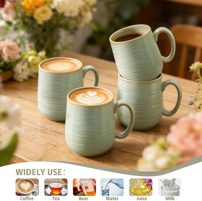 Coffee Mugs Set of 4, 15 Ounce Ceramic Coffee Cups - Image 5