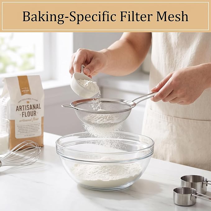 4PCS Fine Mesh Strainer Set, Stainless Steel Kitchen Sieve - Image 5