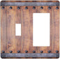 Light Switch Cover Rustic Farmhouse Barn Door Vintage Wood 2 Gang Toggle Rocker Combo Socket Cover Wall Plates Decorative Switch Plates and Outlet Covers for Bathroom Cabin Decor
