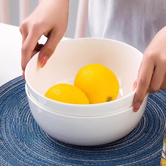 60 oz Large Pho Soup Bowls, Large Ramen Bowls, Off-White Big Ceramic Bowls Set - Image 7