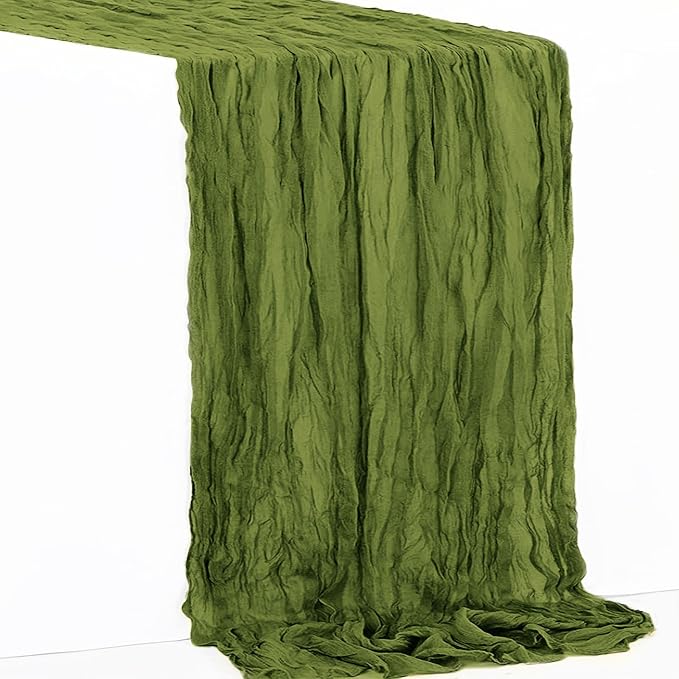 6 Pack Olive Green Cheesecloth Table Runner 35x120 Inch 10Ft Rustic Gauze - Image 7
