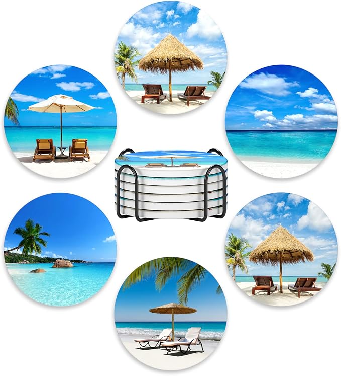 Coasters for Drinks, Kitchen Home Decor Housewarming Gift, Round 4 in by Nipichsha
