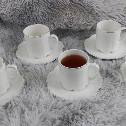GuangYang 7oz Fine Porcelain Tea Cups and Saucers Set - Image 7
