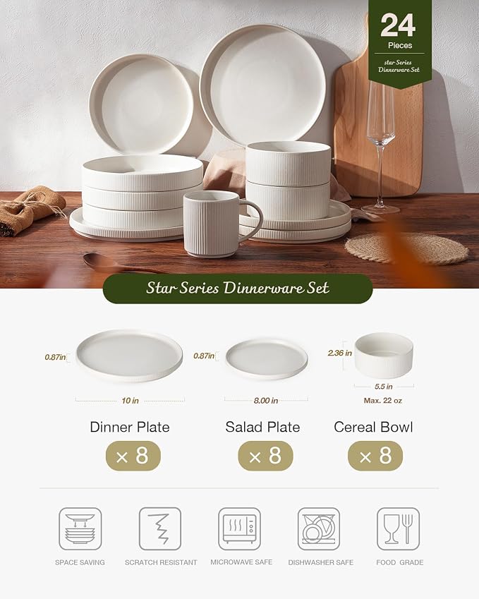 Famiware Star Ceramic Plates and Bowls Sets, Reactive Glaze Dishes - Image 8