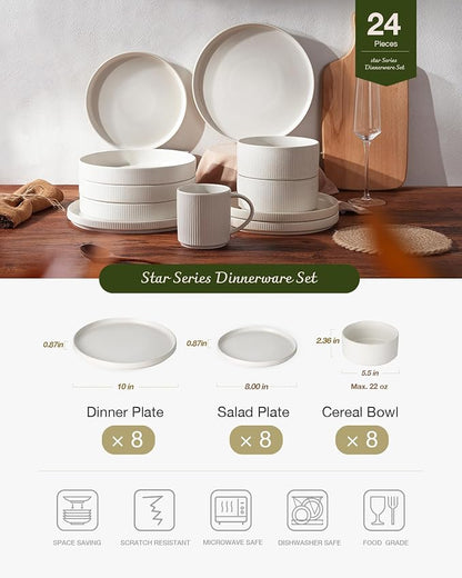 Famiware Star Ceramic Plates and Bowls Sets, Reactive Glaze Dishes - Image 8