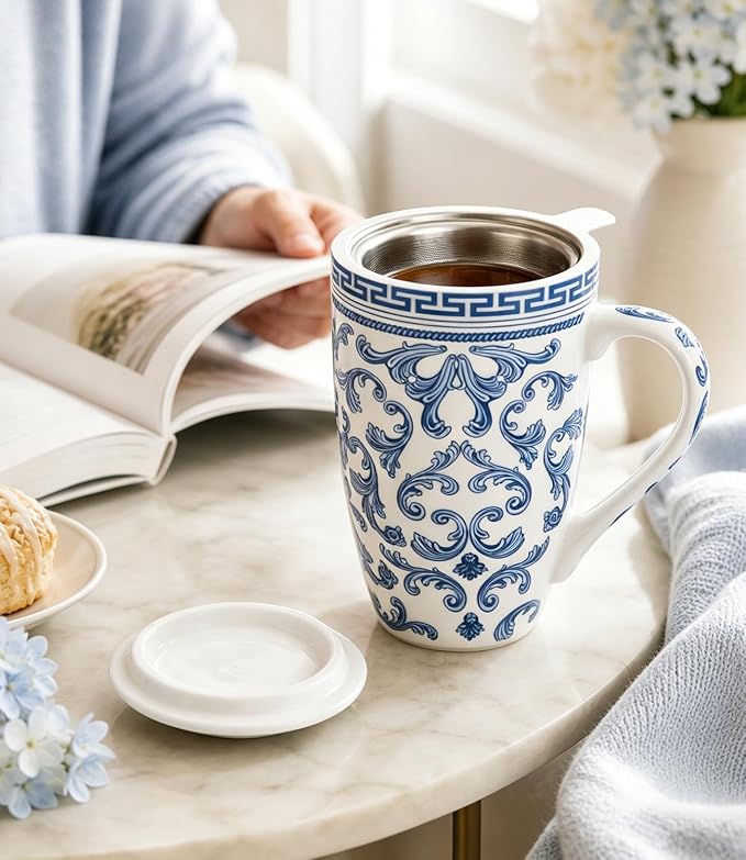 AmorArc Tea Cup With Infuser and Lid, 18oz Loose Leaf Tea Mug With Steeper | - Image 6