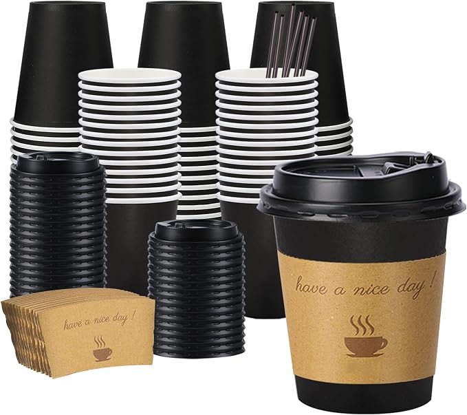 Lamosi 100 Pack 10 oz Coffee Cups, Disposable To Go Paper Cups by BuyNow