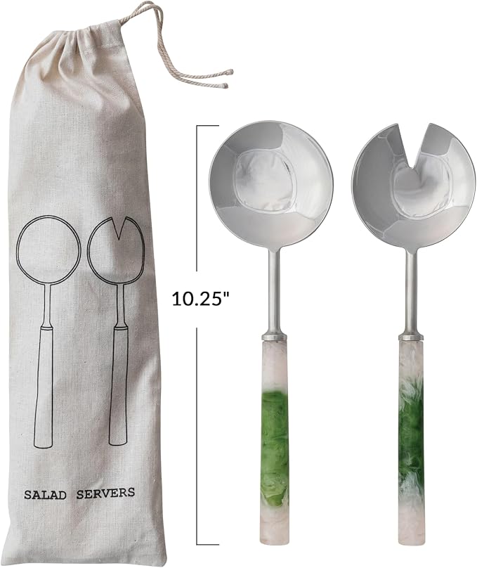 Creative Co-Op 2-Piece Stainless Steel Salad Servers - Image 2