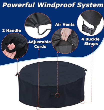 Round Patio Furniture Covers - 110" Dia Waterproof Table & Fire Pit Cover - Anti-Fading for Outdoor Dining Set