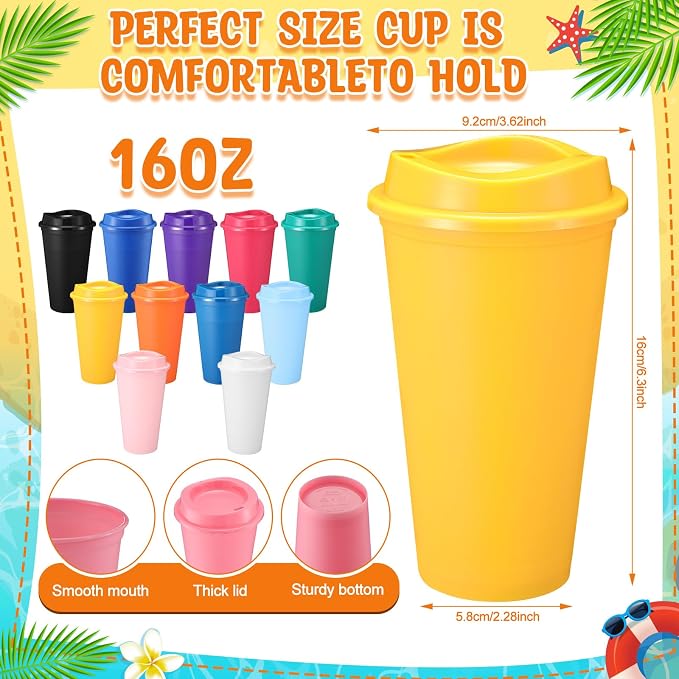 Honeydak 66 Pack 16 oz Reusable Coffee Cups - Image 3