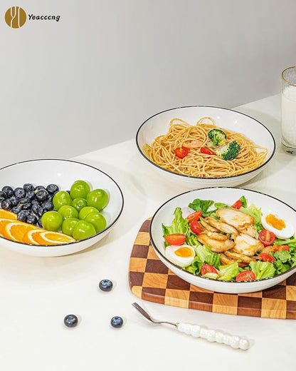 Yeacccng White Pasta Bowls Set of 6, 9.25 Inch 50 Oz Large Ceramic Soup Salad - Image 8