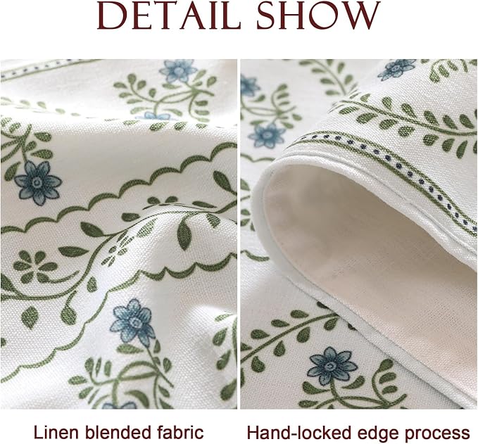 Designer French Linen Long Table Runner, Floral Pattern, Dining Table, Kitchen - Image 4
