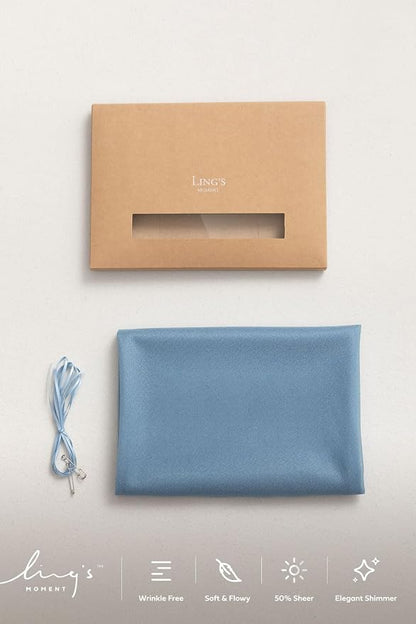 Ling's Moment 14Ft Dusty Blue Table Runner, Wedding Chiffon Table Runners | - Image 6
