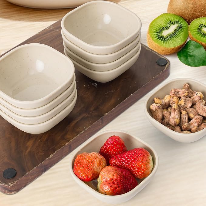 SHECIPIN 12 Pack Unbreakable Dipping Bowls, 4.5 OZ Soy Sauce Dishes, Wheat - Image 6