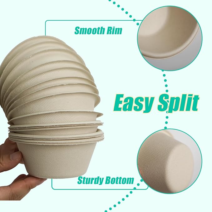 JINVOGREEN 200 Count 8 oz Paper Bowls, Small Disposable Compostable Bowls - Image 5