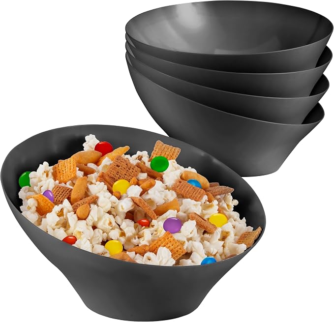 20oz Black Plastic Serving Bowls Medium Disposable Snack Bowl Candy Dishes by StockYourHome