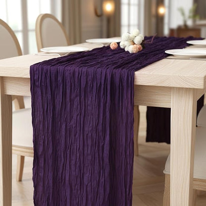 3 Pack Purple Cheesecloth Table Runner 120 Inch Boho Wedding Decor | - Image 7